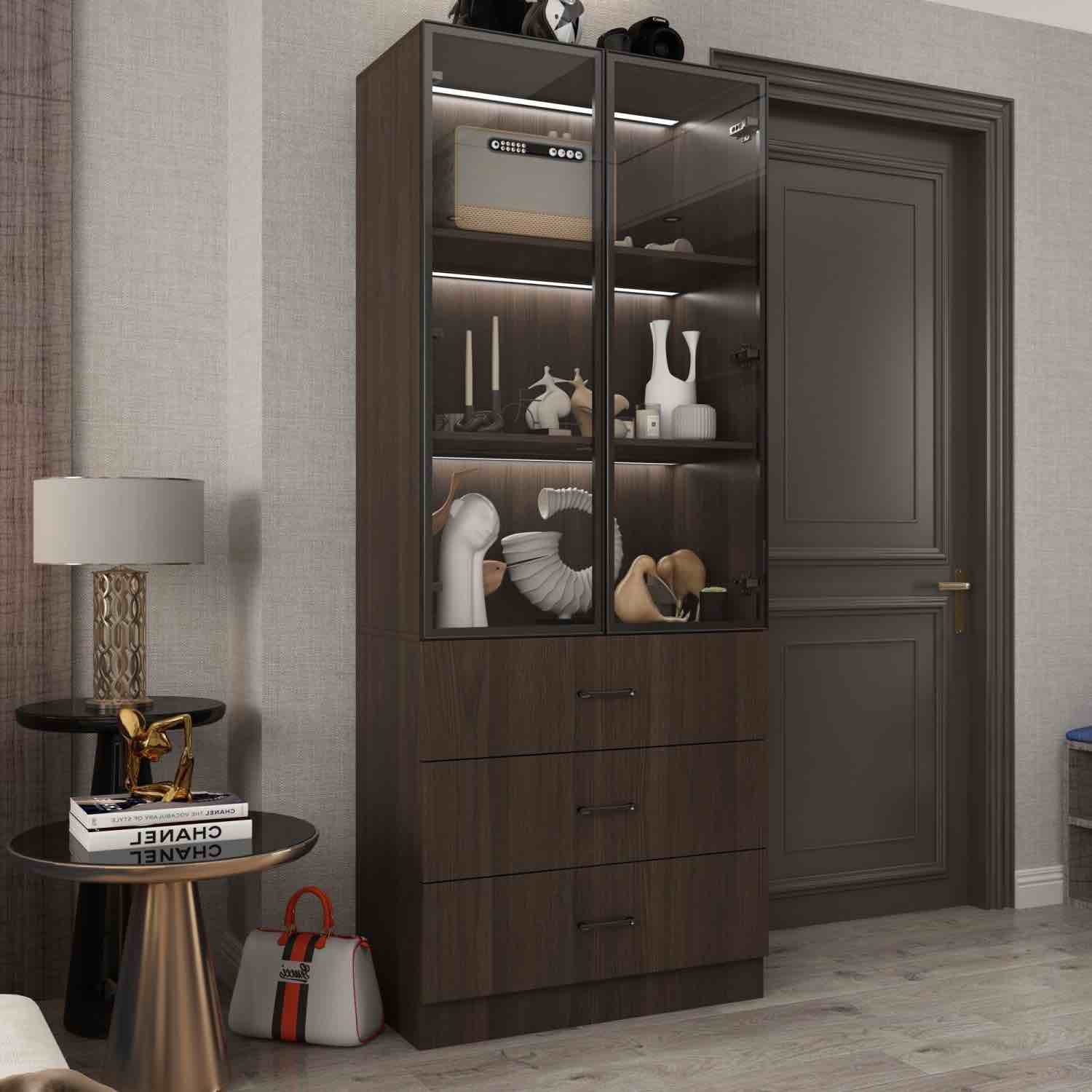 78.7”H China Cabinet Curio Cabinet With LED Lights (Incomplete//Box 2 Of 2)