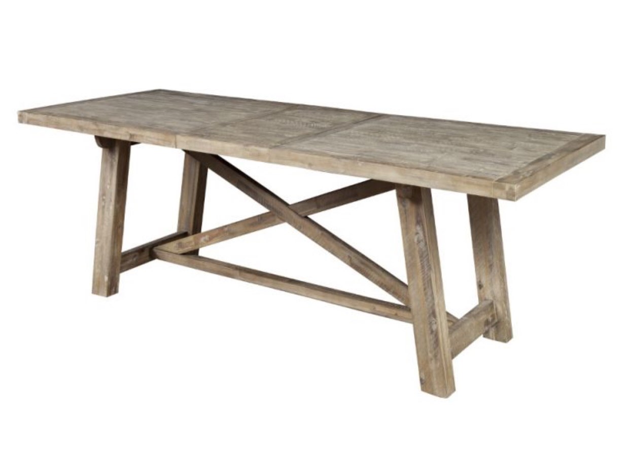 ALPINE FURNITURE - NEWBERRY EXTENSION DINING TABLE, WEATHERED NATURAL - 2068-01 (incomplete) box 2/2 only 