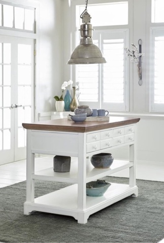 Progressive Furniture Shutters Kitchen Island in Light Oak and Distressed White