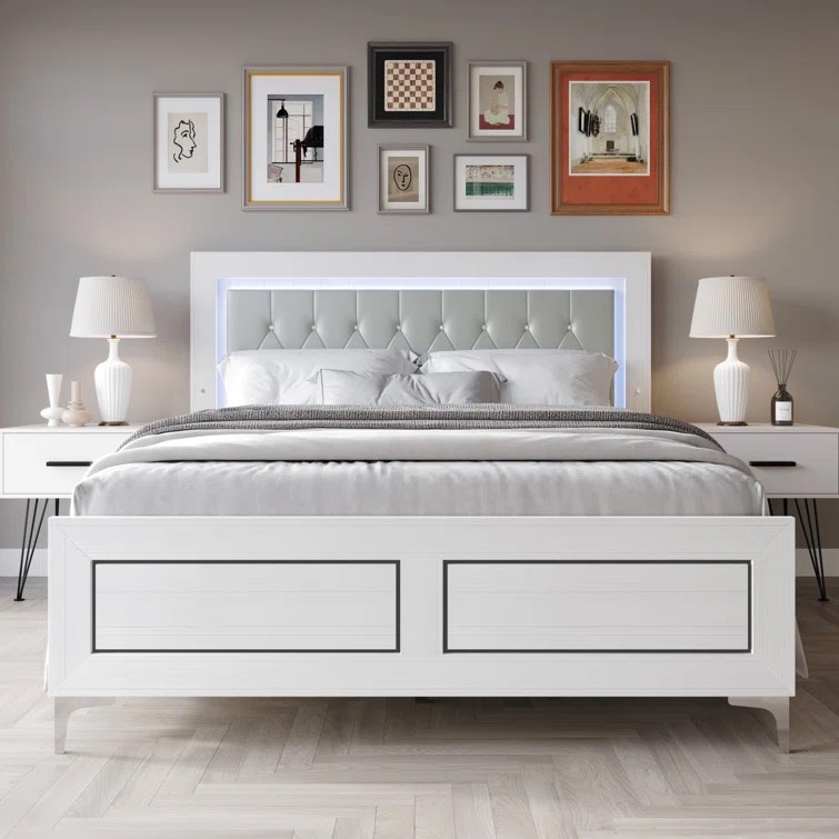 Annifer Tufted Low Profile king Standard Bed  (incomplete box b only)