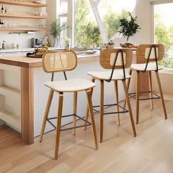 Azaiyah 27" Upholstered Rattan Counter & Bar Stool