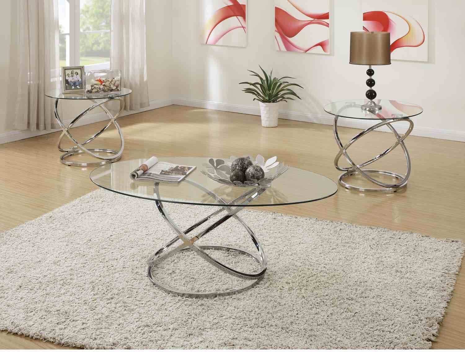 Poundex Furniture F3087 3 Pc Occasional Table Set