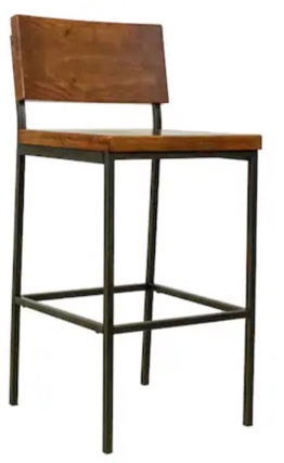 Progressive Sawyer Brown Wood and Metal Bar Stool