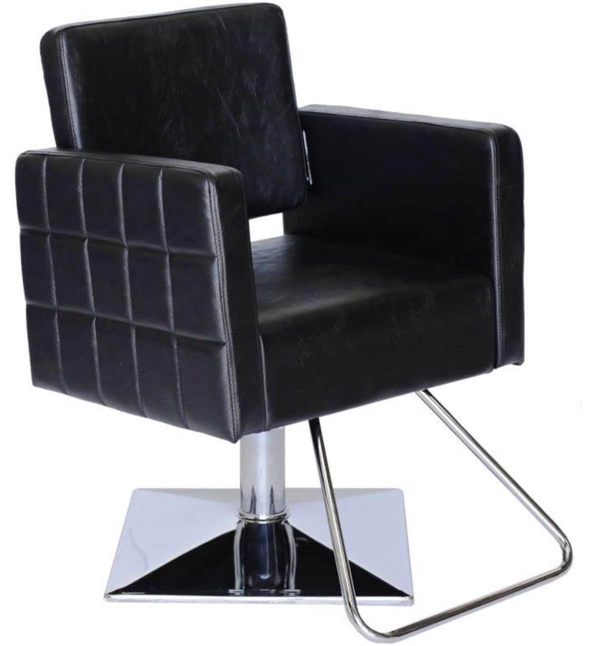 68422 Box-Shaped Salon Styling Chair, Black With Comfortable Footrest and Coin Base