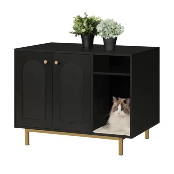 Dowski Cat Litter Box Enclosure with Cat Scratcher Mat