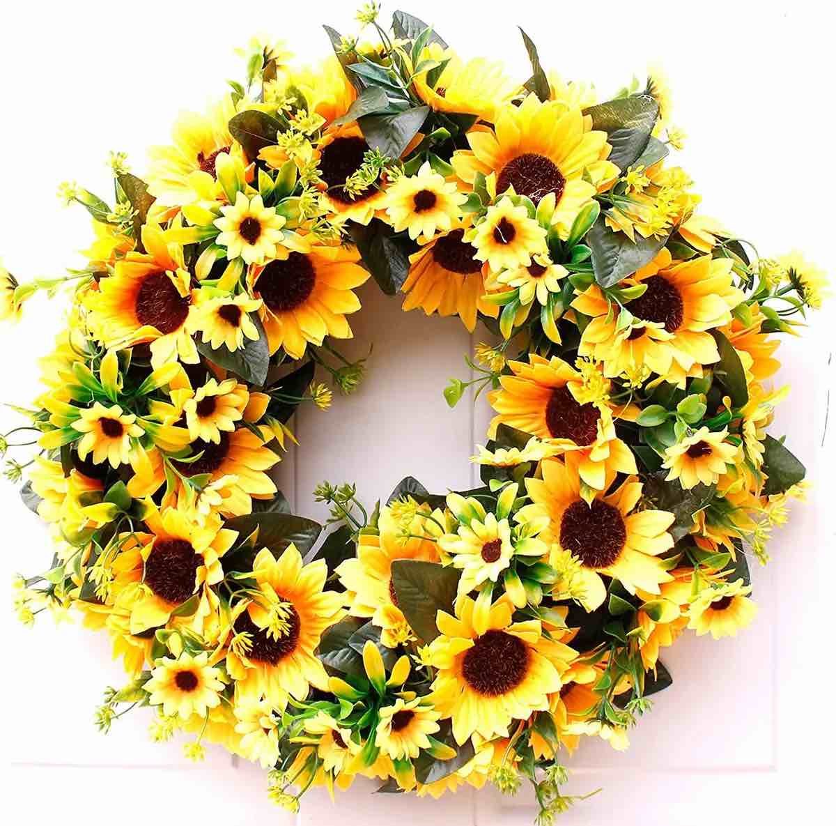 Sunflower Wreath - 17-Inches Front Door Wreath, Floral Summer