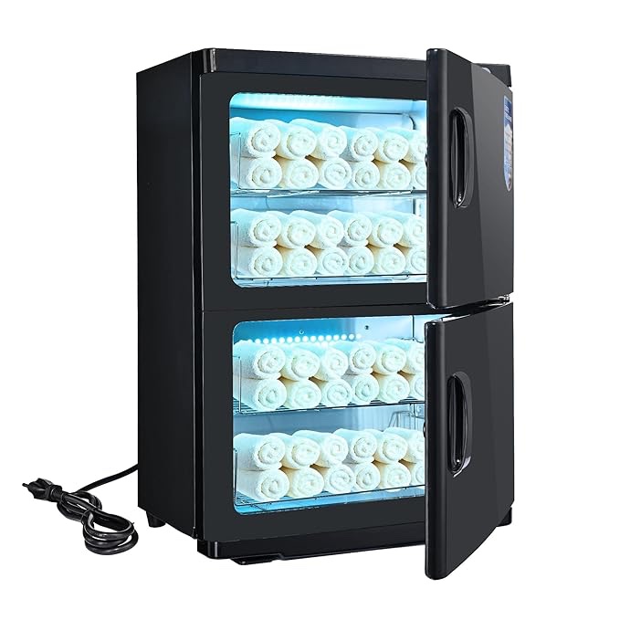 ForPro Expert Double Hot Towel Warmer, 46L Extra Large Capacity, Holds 48 Towels, Rust Resistant Towel Heater with Stainless Steel Racks, 25.5â€_x009d_ H x 17.75â€_x009d_ W x 11â€_x009d_ D, Black