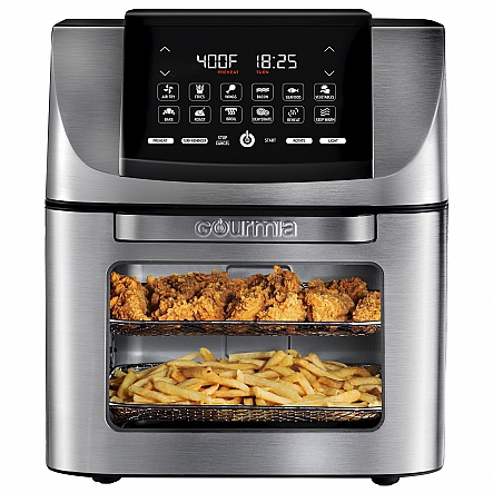 Gourmia GAF1220 14-Quart Digital All-in-One Stainless Steel Air Fryer, Oven, Rotisserie & Dehydrator with Large Window + Interior Light- Includes 5-Piece Accessory Kit