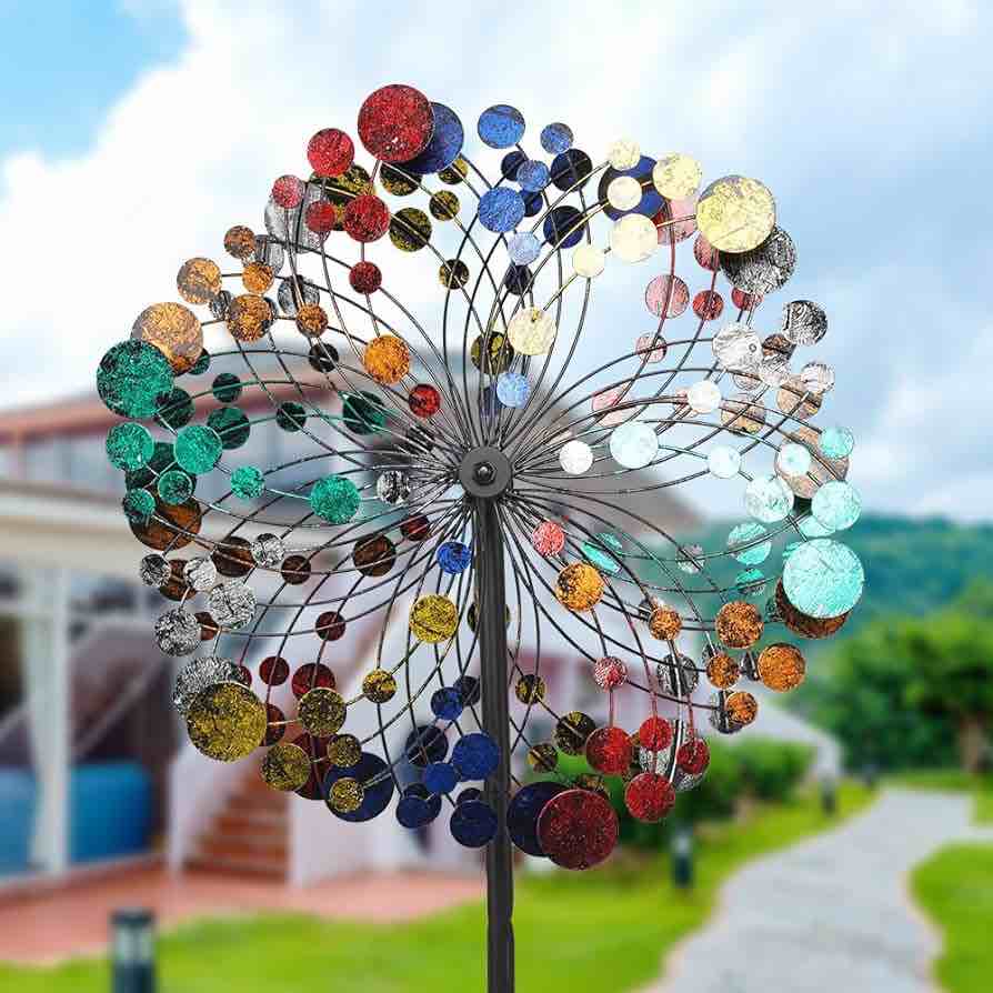 hourpark Retro Wind Spinners with Stable Stake Wind Mill for Outdoor Yard Lawn Garden Decorations Bronze Unique Lawn Ornament