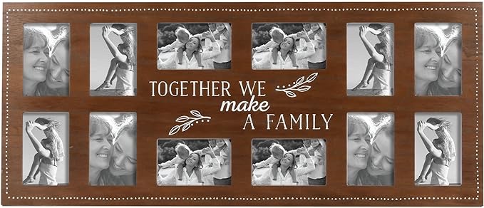Prinz 12-Opening, 4"x6" Together Family Wall Hanging Collage Picture Frame in Dark Brown (09-DS-84766)