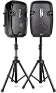 Wireless Portable PA Speaker system - 1000W High Powered Bluetooth Compatible Active + Passive Pair Outdoor Sound Speakers w/ USB SD MP3 AUX - 35mm Mount, 2 Stand, Microphone, Remote - Pyle PPHP1049KT