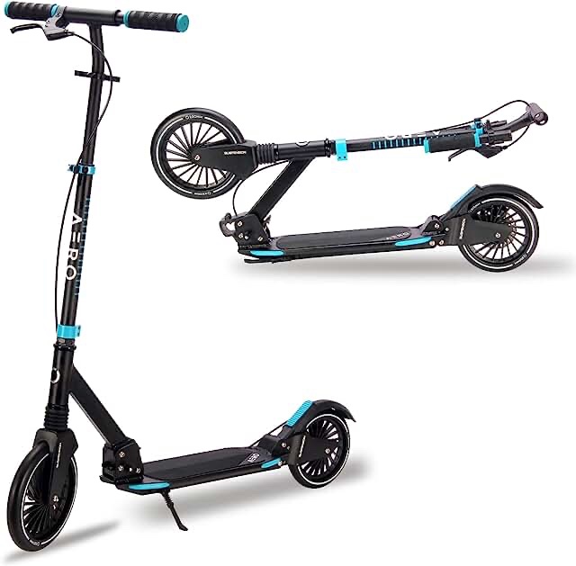 Aero A230 Adult Kick Scooter for Teens 12 or 14 Years and up, Adults Scooters with Disc Brake, Rubber Mat, Double Shock Absorption, ABEC-7 Bearing, Max 250 lbs, Foldable and Height Adjustable
