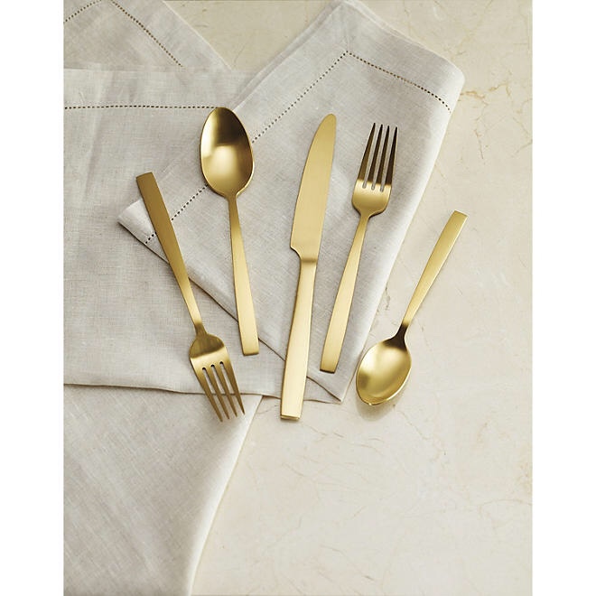 Skandia Clearview Satin 20 Piece Flatware Set, Service for 4 (Gold)