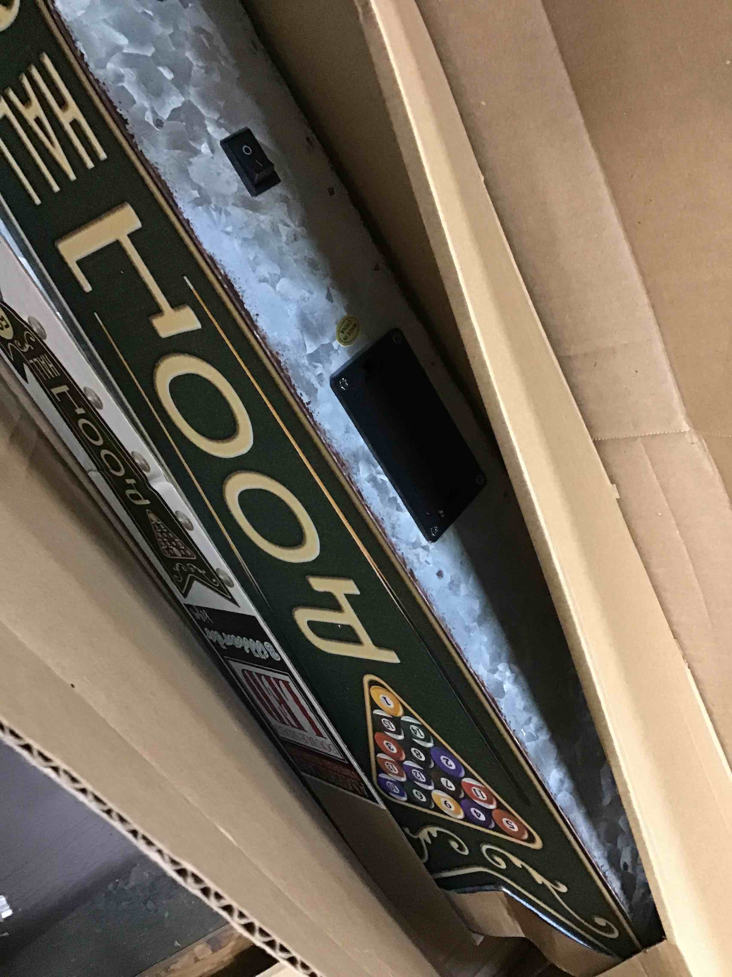 Pool Hall Billiards Double-Sided Marquee Sign With Vintage Print And LED Bulbs Retro Inspired Decor For The Home (25” x 3” x 8”)