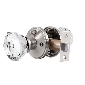 Tulip Style Door Knobs, Crystal Door Knob Lock with Satin Nickel