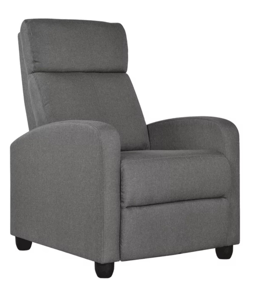 Yaheetech Modern Fabric Upholstered Recliner Chair with Pocket Spring for Home,Gray