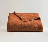 QUINCE COTTON THROW BLANKET, BURNT ORANGE