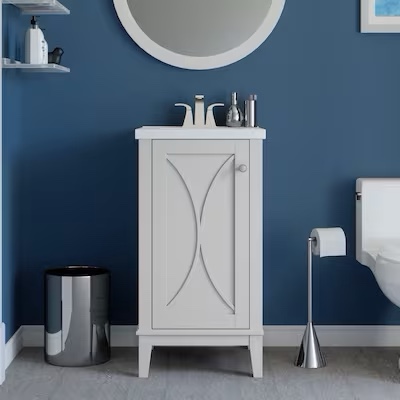 allen + roth Alcova 18-in Gray Undermount Single Sink Bathroom Vanity with White Ceramic Top