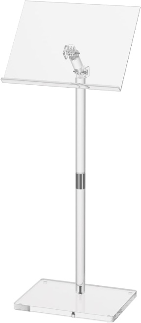 invisibiliter Clear Acrylic Podium Stand - 17.7" L x 13.7" W x 40.5" H, Height and Angle Adjustable Modern Acrylic Lecterns & Podiums for Classroom, Concert, Church, Speech and Weddings