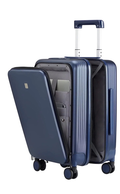 Hanke Upgrade 20" Carry On Luggage with Front Laptop Pocket, Rolling Suitcase with Spinner Wheels and TSA Lock, Aluminum Frame PC Hardside Travel Luggage for woman man, 20-inch Dark Blue