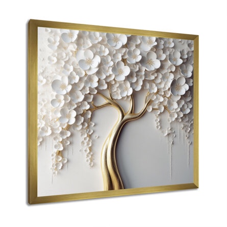 White Orchid Tree Garden Of Branches III On Metal Print