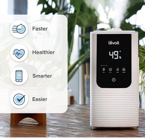LEVOIT OasisMist Smart Cool and Warm Mist Humidifiers for Bedroom Large Room Home, Auto Customized Humidity, Ultrasonic Top Fill Oil Diffuser for Baby and Plants, Quiet, 4.5L, White