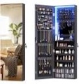 Modern Wood Jewelry Armoire - Large Storage, Two Mirrors, Wall/Door Mounted