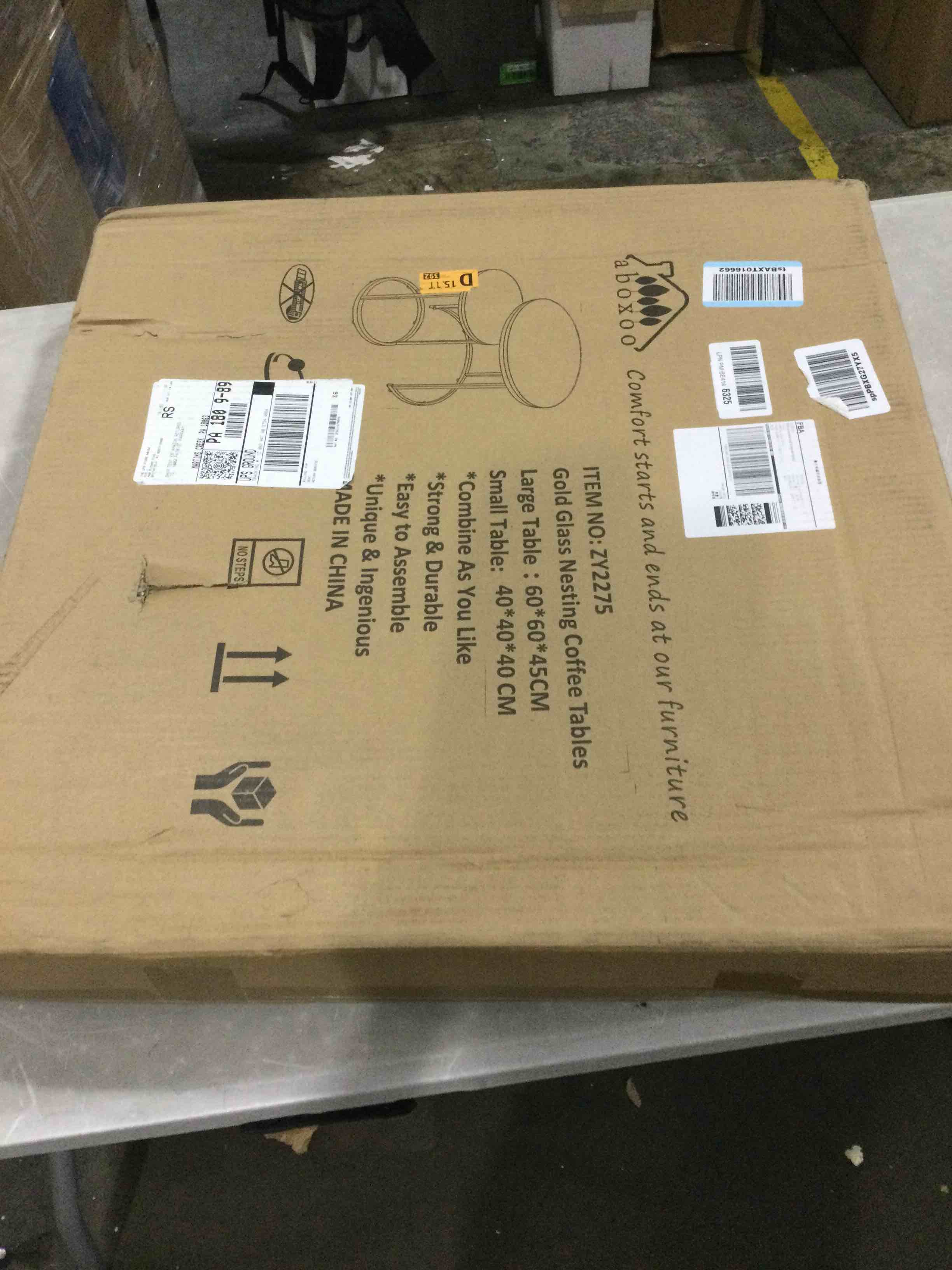 aboxoo Gold Nesting Coffee Table Set of 2, Small Glass Round Nesting