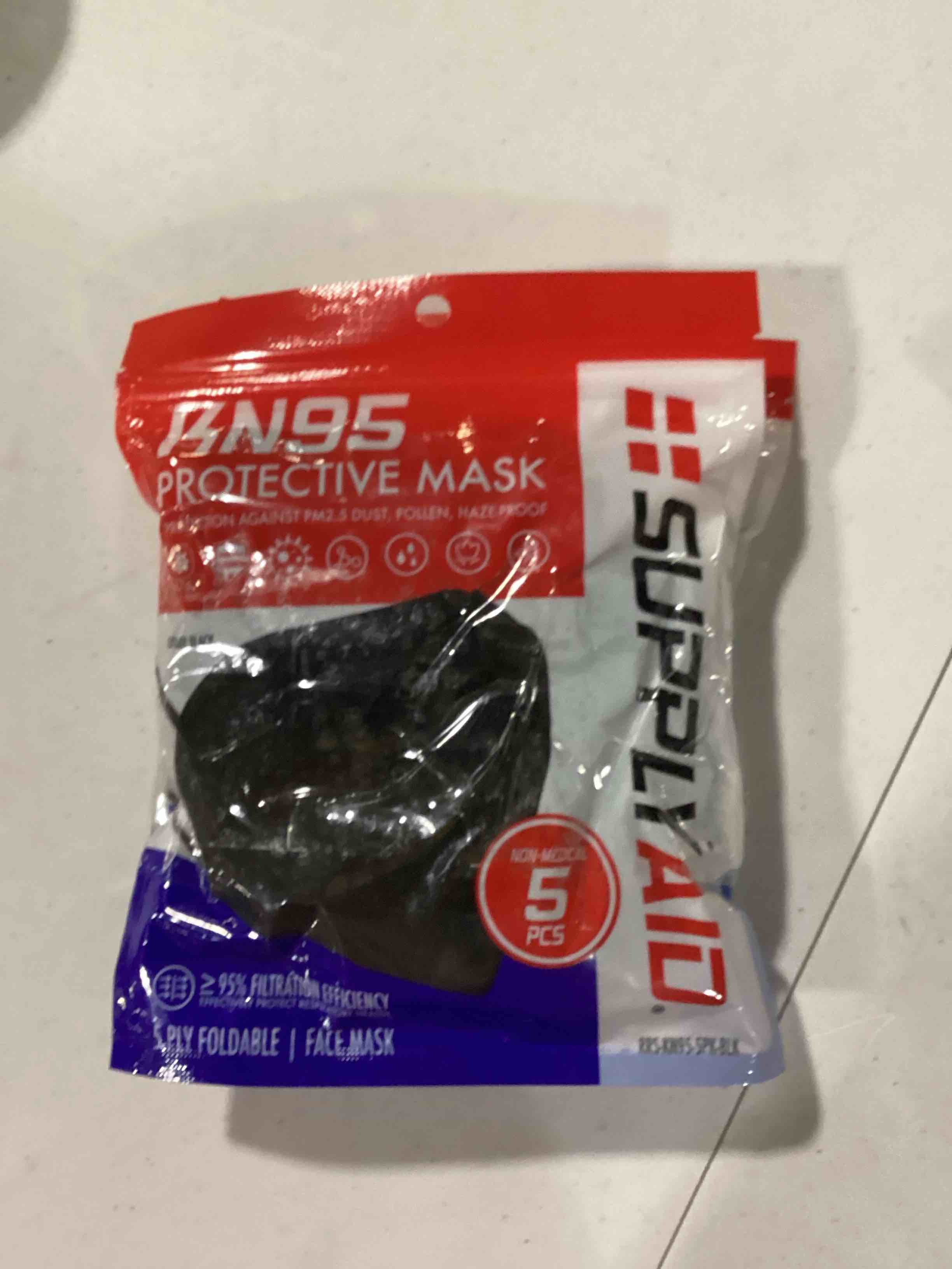 SupplyAID KN95 Protective Face Mask GB2626 Standard 5Pack Black