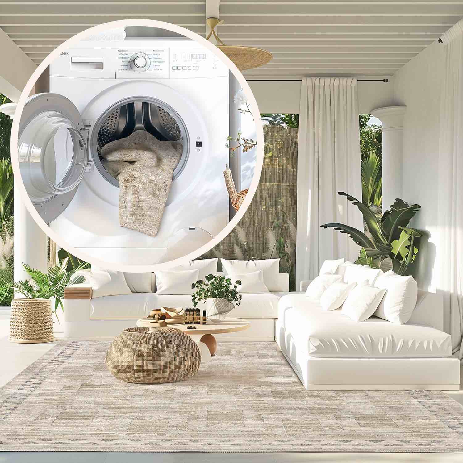 nuLOOM Aine Geometric 5x8 Machine Washable Indoor/Outdoor Area Rug for Living Room Patio Deck Front Porch Kitchen, Beige