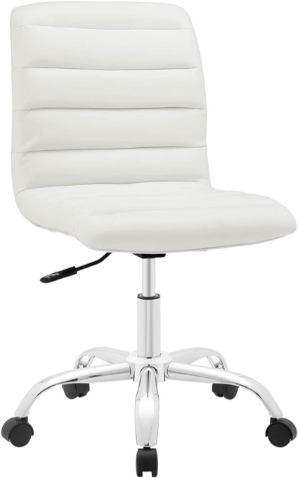 Modway Ripple Ribbed Armless Mid Back Swivel Conference Office Chair In White