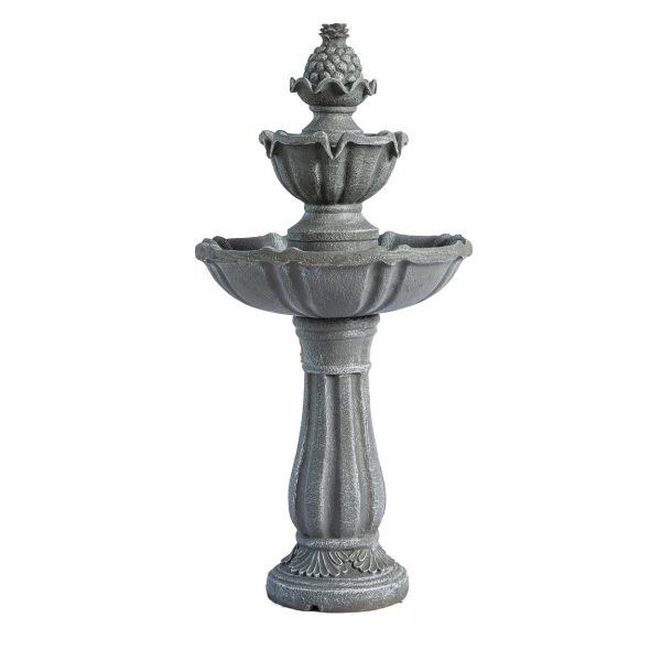 XBrand 36.2? Solar Water Fountain, 2-Tier, Grey Resin, Outdoor, With Solar Panel & Solar Pump for Home Garden Yard Décor