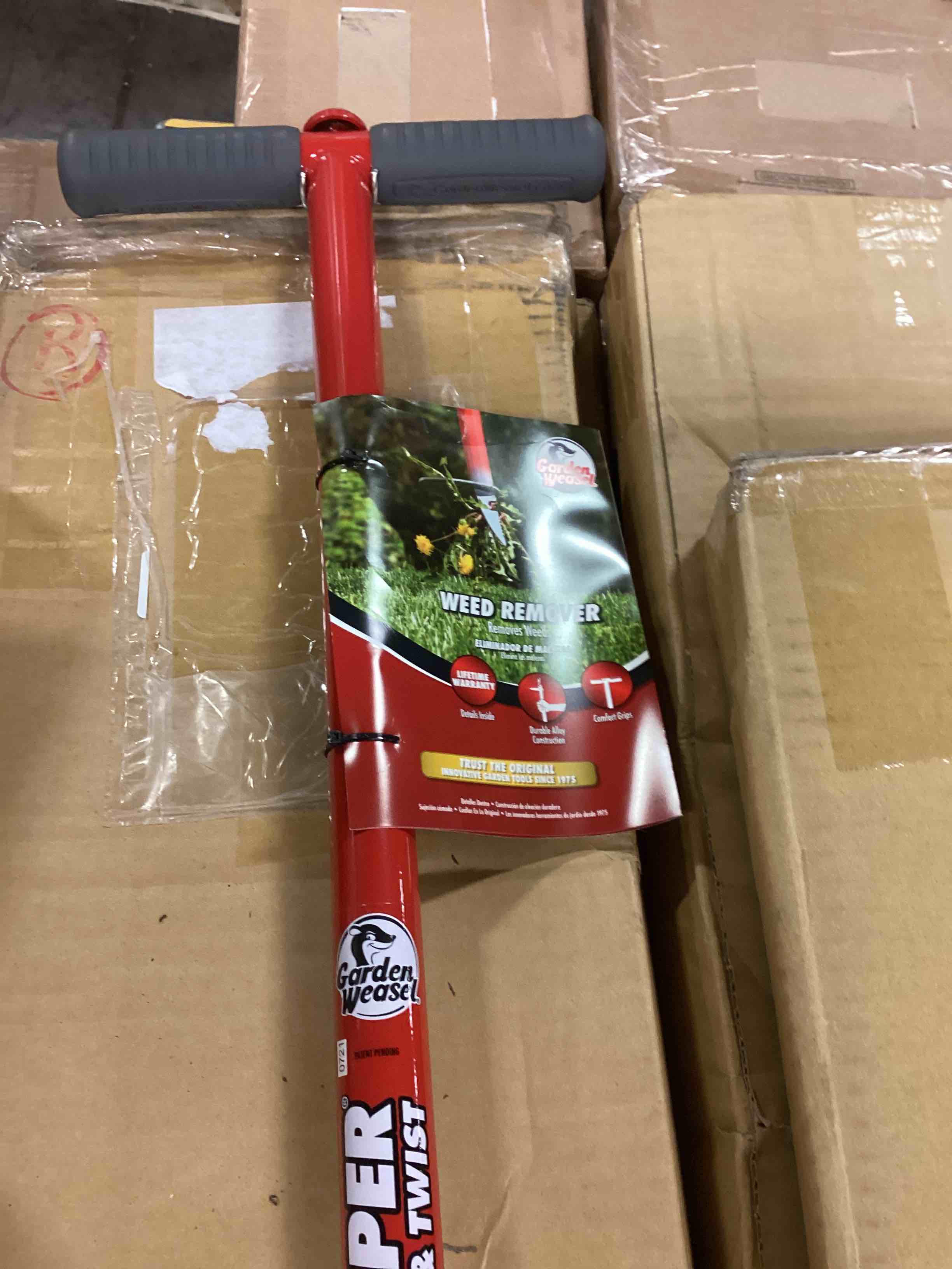 Garden Weasel Step and Twist Hand Weeder 36inch long Red & Silver