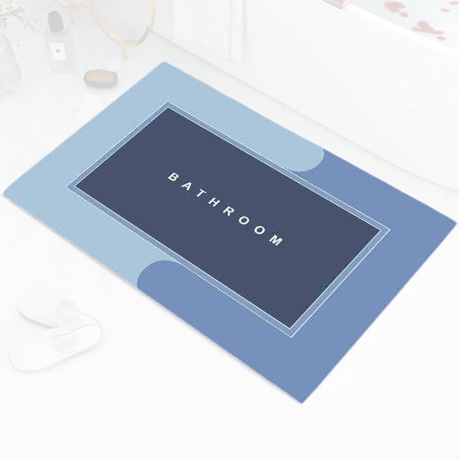 Ultra Thin Super Absorbent - Quick Dry Bath Mat - Stylish Non-Slip Design - Machine Washable and Durable for Your Bathroom - Non-Slip Bath Mats - Modern and Beautiful Mat (Blue)