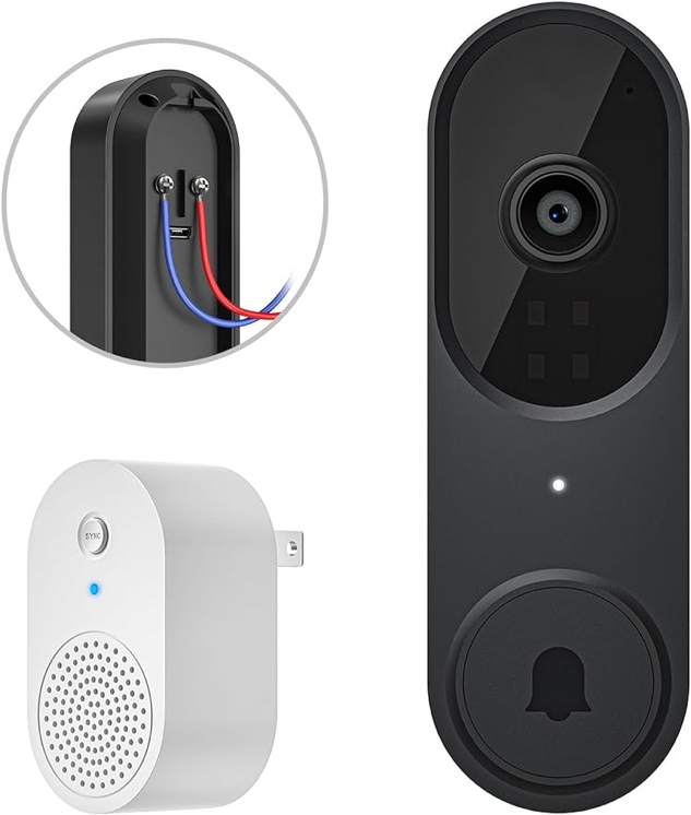 Aiwit Silver 1080p Video Doorbell Camera, Wireless Indoor/Outdoor Surveillance Cam, Smart AI Human Detection, Live View, Included Chime Ringer, 2-Way Audio, Night Vision, Cloud Storage, 2.4G WiFi