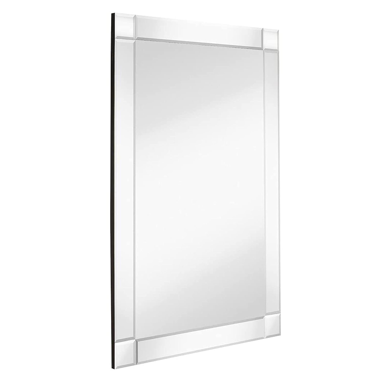 Hamilton Hills Rectangular 24x36 inch Silver Framed Vanity Mirror | Beveled Edge Squared Corner Frame Vanity Wall Mirror | Classy Decorative Bathroom Mirrors for Vanity, Hallway or Entry - Hanging 24" x 36"