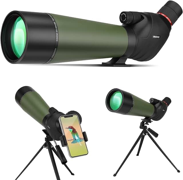 HUICOCY 20-60x80 Spotting Scopes with Tripod & Phone Mount, Dual Precision Focus Knobs Spotter Scope with FMC Lens and Adjustable Viewing Angle, Spotting Scopes for Hunting, Shooting, Bird Watching