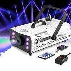 Fog Machine 1500 Watt with 6 LED Lights and Wireless Remote, Professional Stage Smoke Machine for DJ Halloween Parties Wedding Christmas