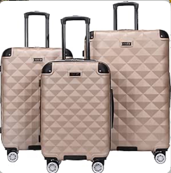 Kenneth Cole Reaction Diamond Tower Luggage Collection Lightweight Hardside Expandable 8-Wheel Spinner Travel Suitcase, Rose Champagne, 3-Piece Set (20", 24", & 28")