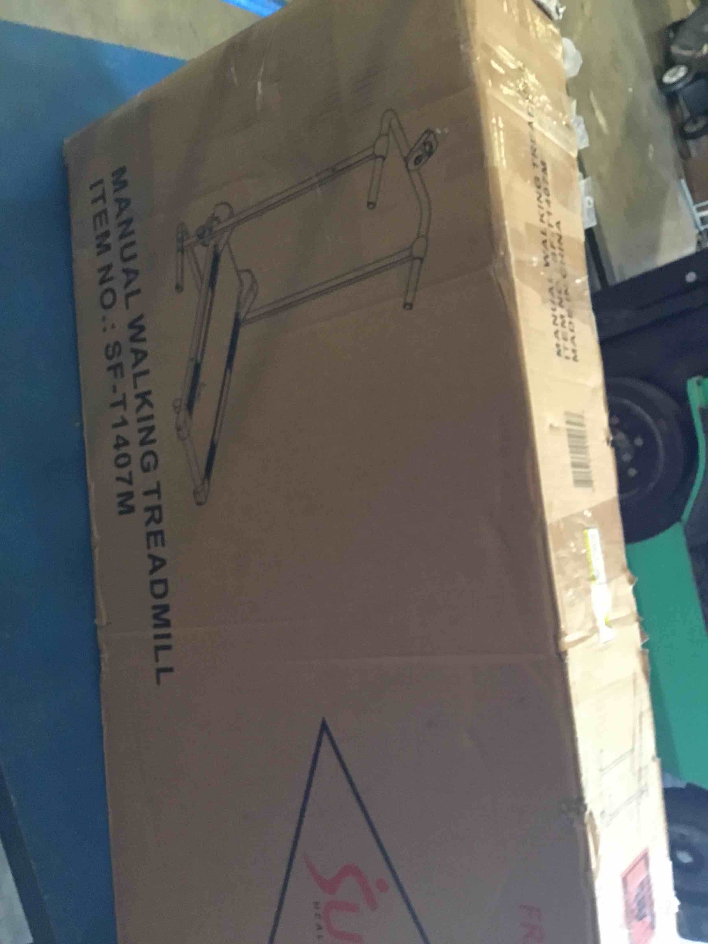 Sunny Health & Fitness Foldable Manual Treadmill, Compact Cardio Fitness, Durable Non-Electric Incline Exercise, Walking Tread Pad, Transportation Wheels, Non-Slip Handlebars with Digital Monitor