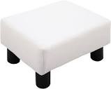 upholstered white stool, rectangle with black legs