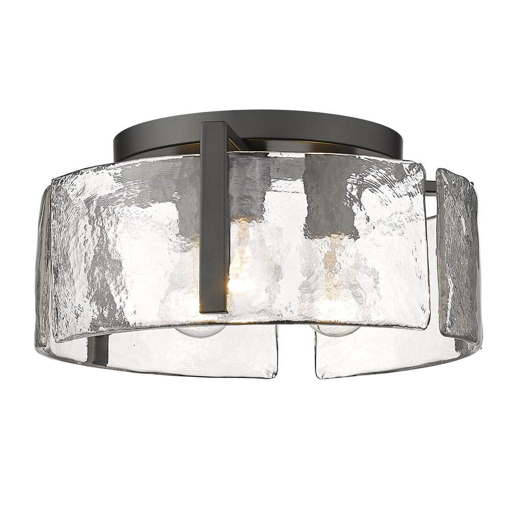 Aenon Flush Mount Matte Black with Hammered Water Glass
