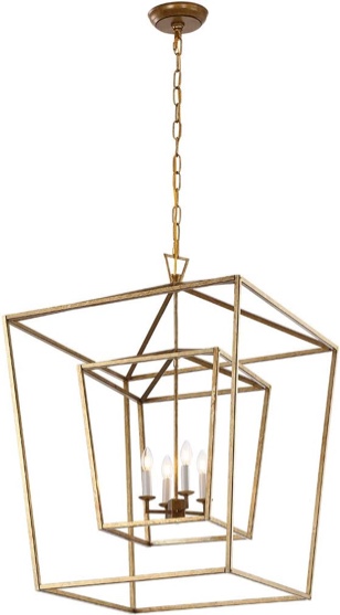 29" Pendant Light, 4-Lights Metal Cage Chandelier Lighting 