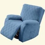 4-Piece Recliner Chair Covers, Elastic Recliner Slipcover With Pocket, Stretchable Bottom And Ties Blue