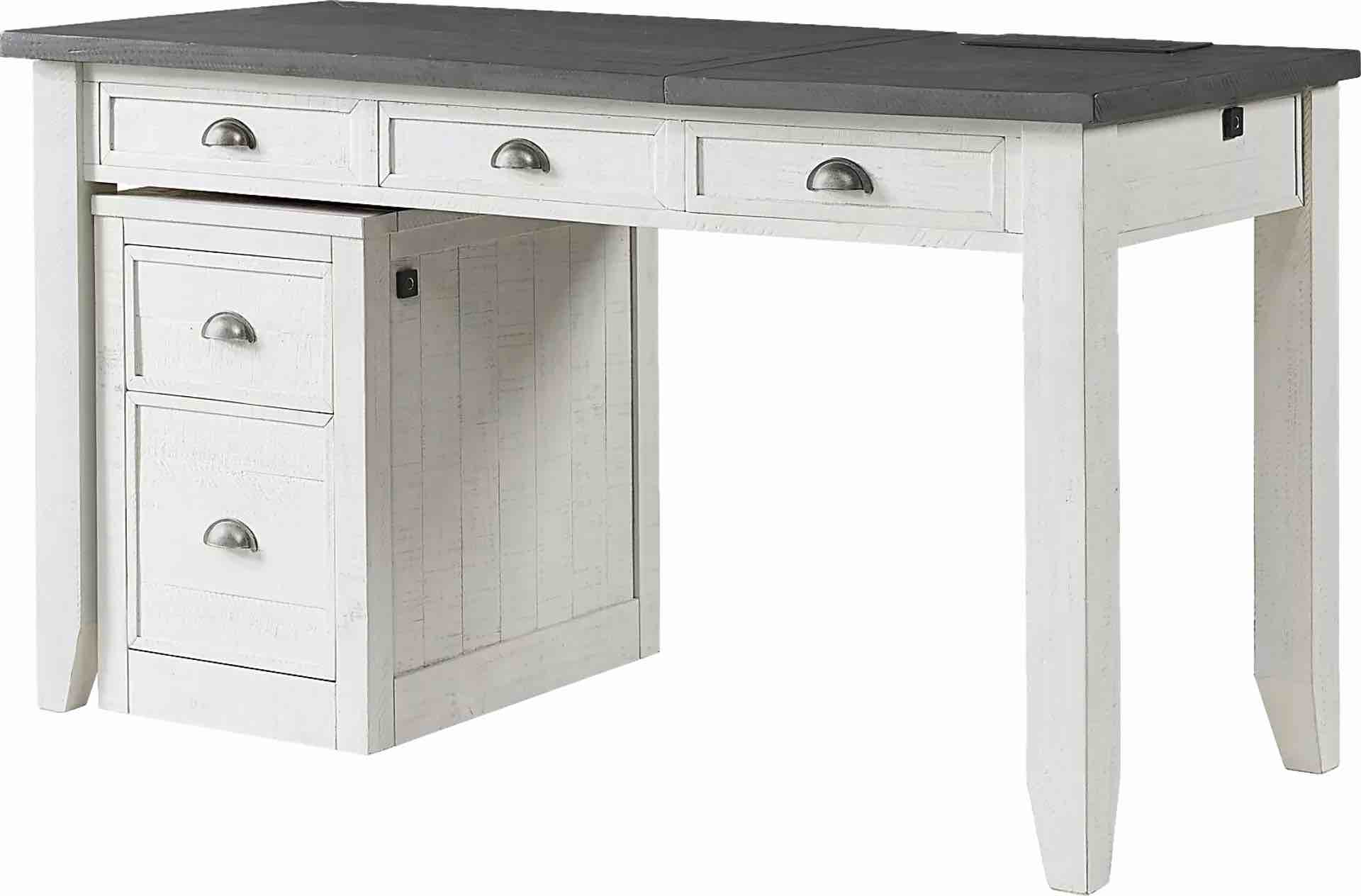 New Classic Furniture Celeste Rectangular White Desk with Gray Top