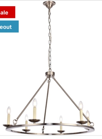 Maine 6 Light 32.4 inch Burnished Nickel Chandelier Ceiling Light