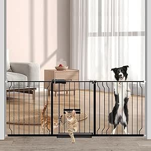 Extra Wide Dog Gate with Cat Door