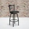 Hercules Series 32 in. Black X-Back Metal Frame Swivelling Barstool