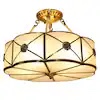 18 in. 4-Light Classical Style Gold Semi-Flush Mount Ceiling Light with Glass Lampshade