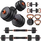 FEIERDUN Adjustable Dumbbells, 20/30/40/50/70/90lbs Free Weight Set with Connector, 4 in1 Dumbbells Set Used as Barbell, Kettlebells, Push up Stand, Fitness Exercises for Home Gym Suitable Men/Women 30.0 Pounds